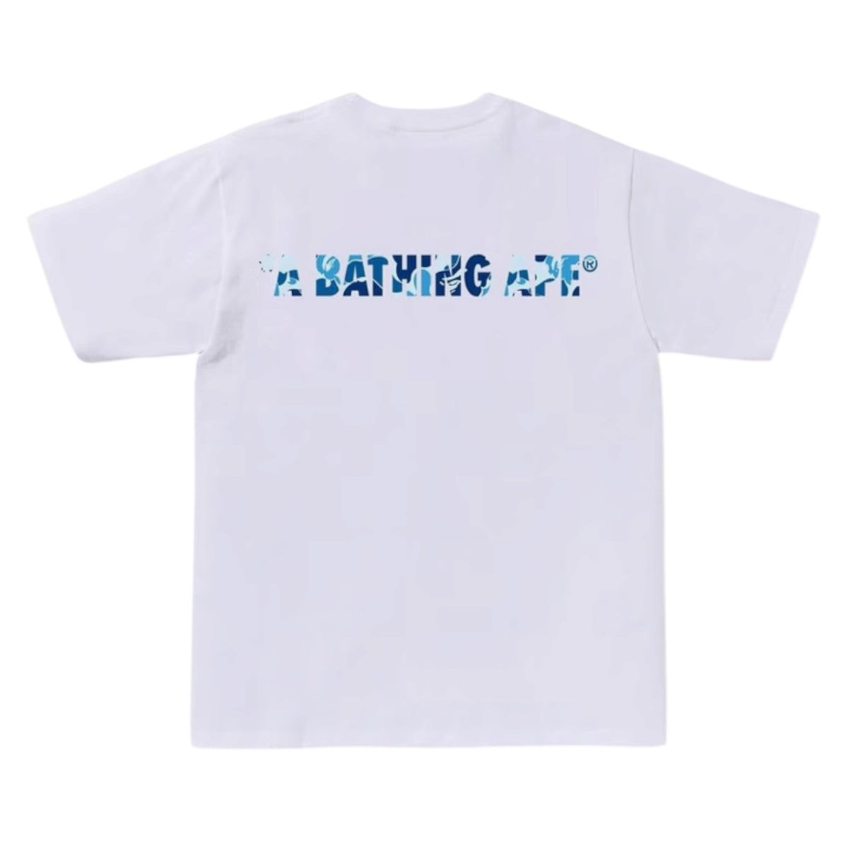 A BATHING APE EMBROIDERED LOGO T-SHIRT WHITE / SKY BLUE
