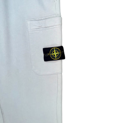 STONE ISLAND COTTON FLEECE CARGO JOGGERS LIGHT GREY