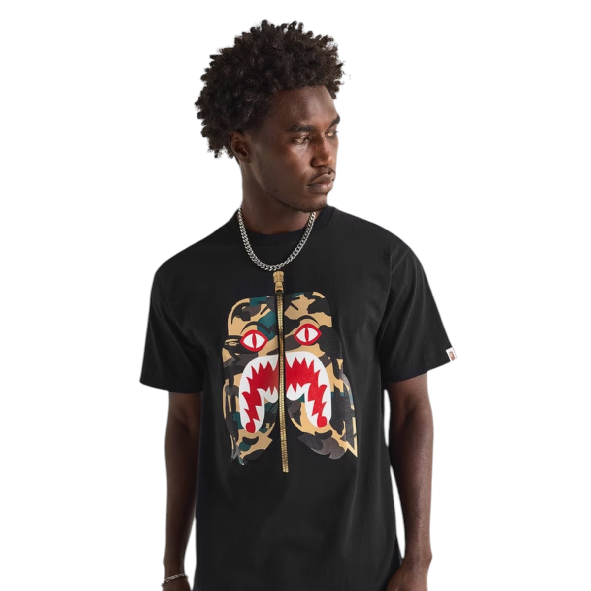 A BATHING APE SHARK TIGER T-SHIRT BLACK
