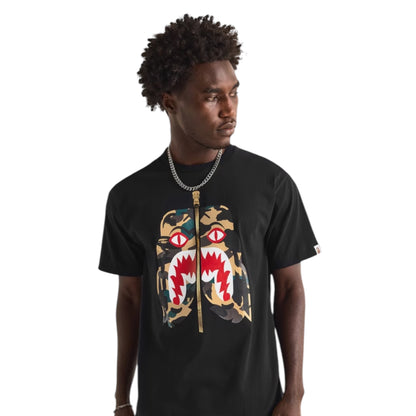 A BATHING APE SHARK TIGER T-SHIRT BLACK