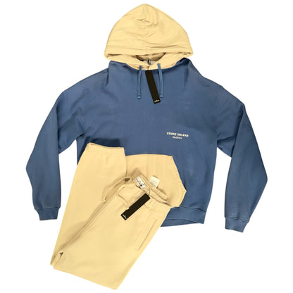 STONE ISLAND MARINA COTTON FLEECE TRACKSUIT BLUE & CREAM