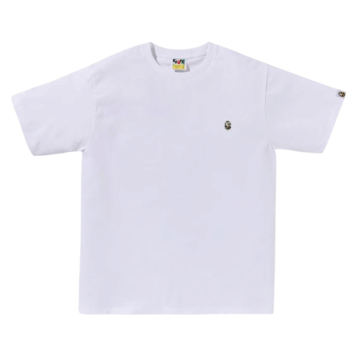 A BATHING APE EMBROIDERED LOGO T-SHIRT WHITE / GREEN