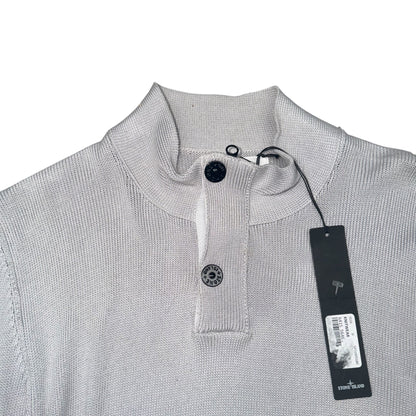 STONE ISLAND LAMBSWOOL HALF BUTTON UP GREY