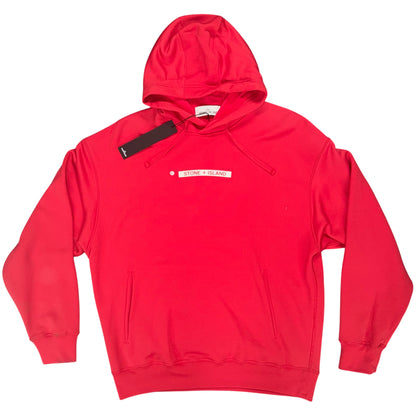 STONE ISLAND SPELLOUT BOX LOGO HOODIE RED