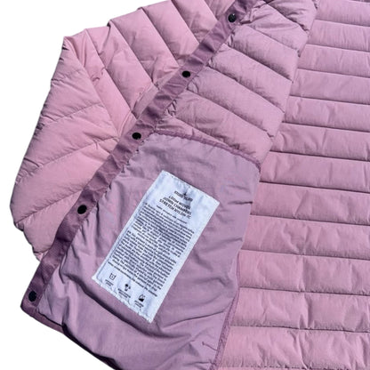 STONE ISLAND LOOM WOVEN DOWN CHAMBERS QUILTED PUFFER JACKET ROSE PINK