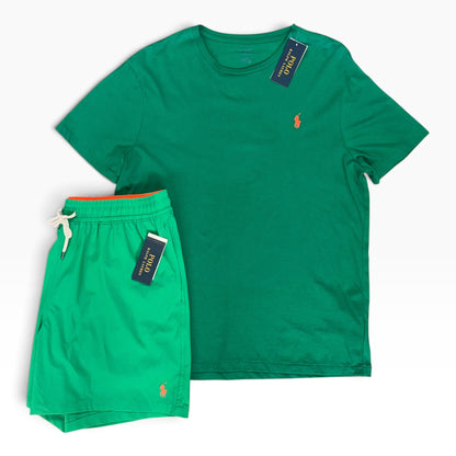 POLO RALPH LAUREN SWIMSET 2PC GREEN/ORANGE