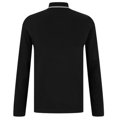 STONE ISLAND PATCH LOGO LONG SLEEVED POLO SHIRT BLACK