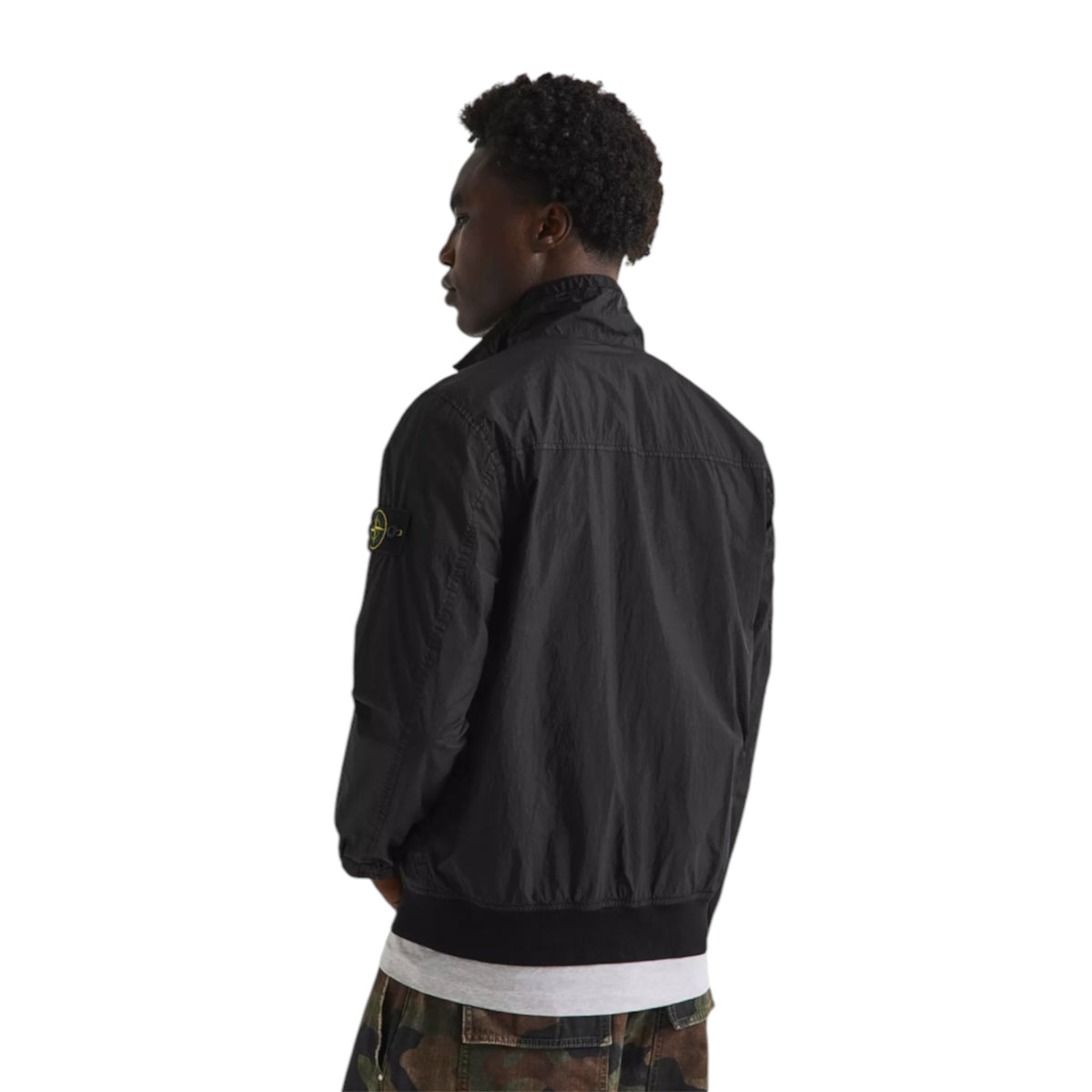 STONE ISLAND CRINKLE REPS BOMBER JACKET BLACK