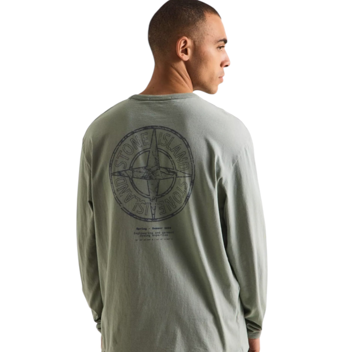 STONE ISLAND BACK LOGO LONG SLEEVED T-SHIRT SAGE GREEN