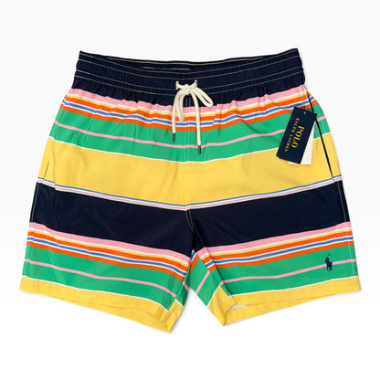 POLO RALPH LAUREN TRAVELER VARIED STRIPE SWIMSHORTS NAVY/YELLOW