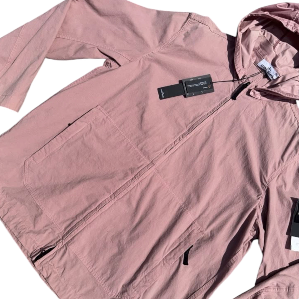 STONE ISLAND COTTON CONDURA PINK HOODED FULL ZIP JACKET ROSE PINK