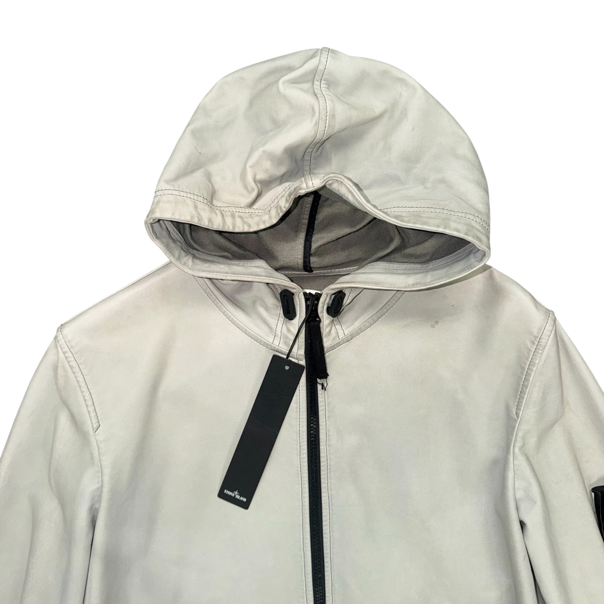 STONE ISLAND LIGHTWEIGHT LEATHER FELPA JACKET GREY