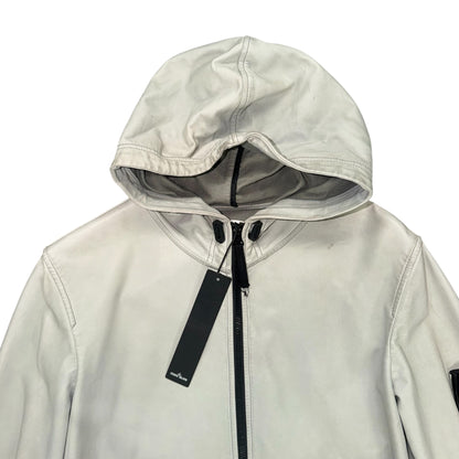 STONE ISLAND LIGHTWEIGHT LEATHER FELPA JACKET GREY