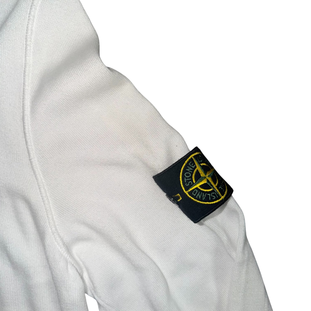 STONE ISLAND LIGHT KNIT COTTON 1/4 BUTTON JUMPER WHITE