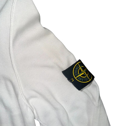 STONE ISLAND LIGHT KNIT COTTON 1/4 BUTTON JUMPER WHITE