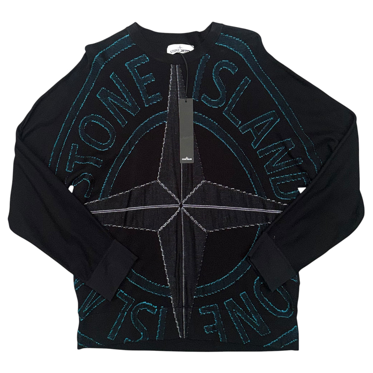 STONE ISLAND INTARSIA CREWNECK SWEATER BLACK