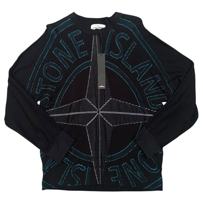 STONE ISLAND INTARSIA CREWNECK SWEATER BLACK