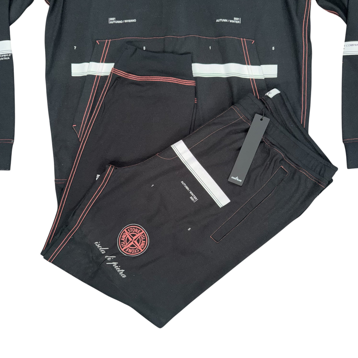 STONE ISLAND “ISOLA DI PIETRA” PRINT FULL TRACKSUIT BLACK