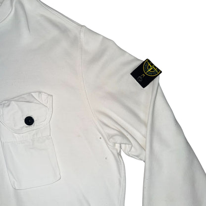 STONE ISLAND CREWNECK FRONT POCKET SWEATSHIRT WHITE