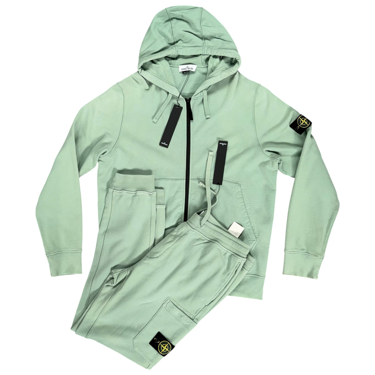 STONE ISLAND COTTON FLEECE TRACKSUIT MINT GREEN