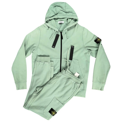 STONE ISLAND COTTON FLEECE TRACKSUIT MINT GREEN