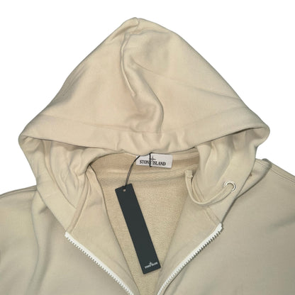 STONE ISLAND MARINA COTTON FLEECE FULL ZIP HOODIE BEIGE