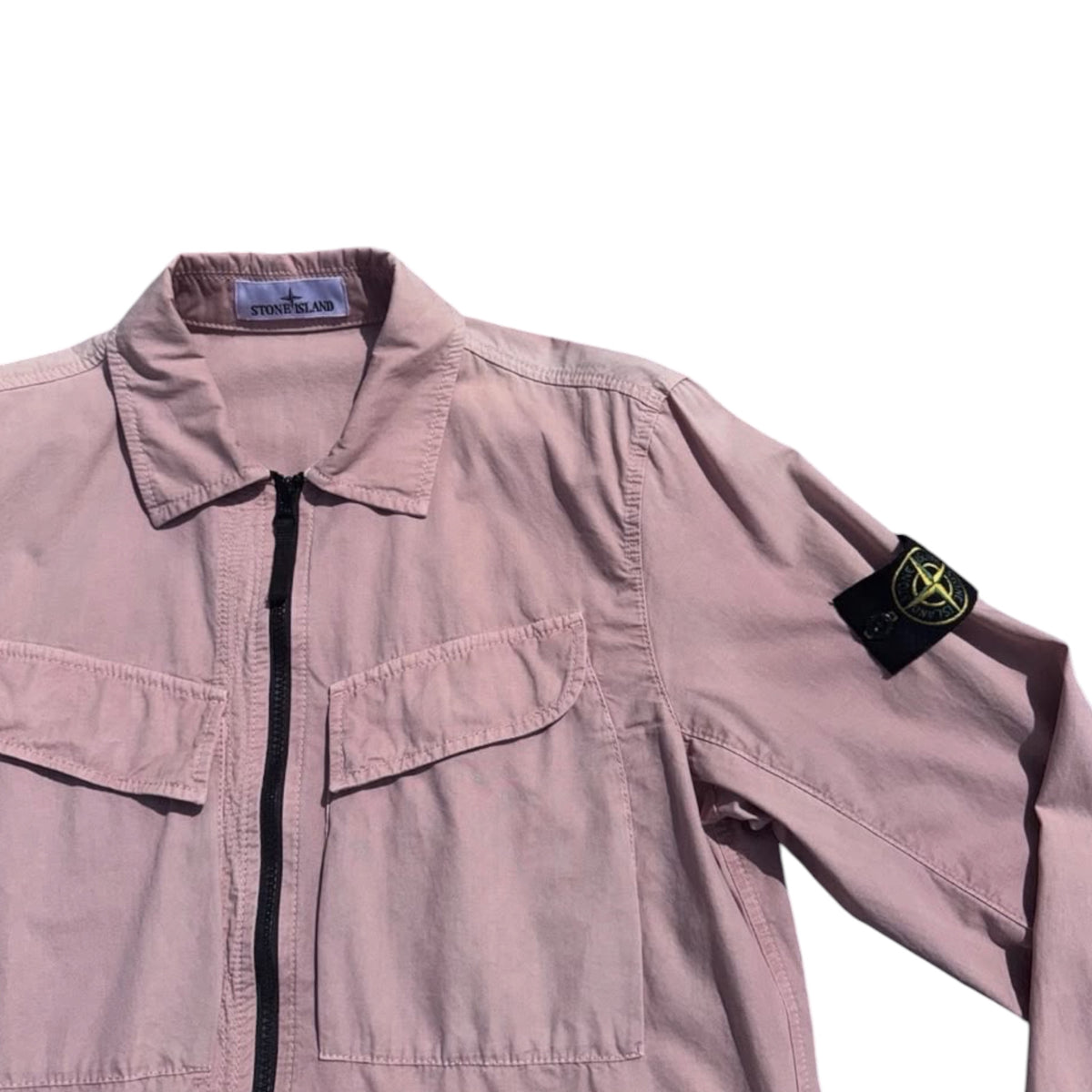 STONE ISLAND FULL ZIP OVERSHIRT ROSE PINK