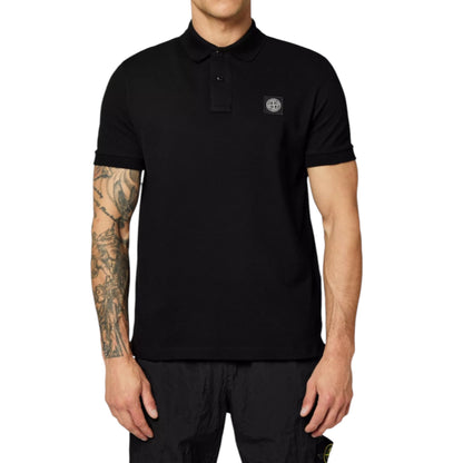 STONE ISLAND PATCH LOGO POLO SHIRT BLACK