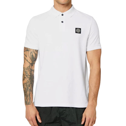 STONE ISLAND PATCH LOGO POLO SHIRT WHITE