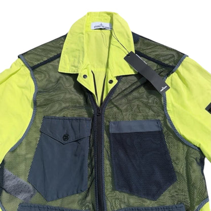 STONE ISLAND NYLON COTTON MESH CAMO VEST OVERSHIRT YELLOW
