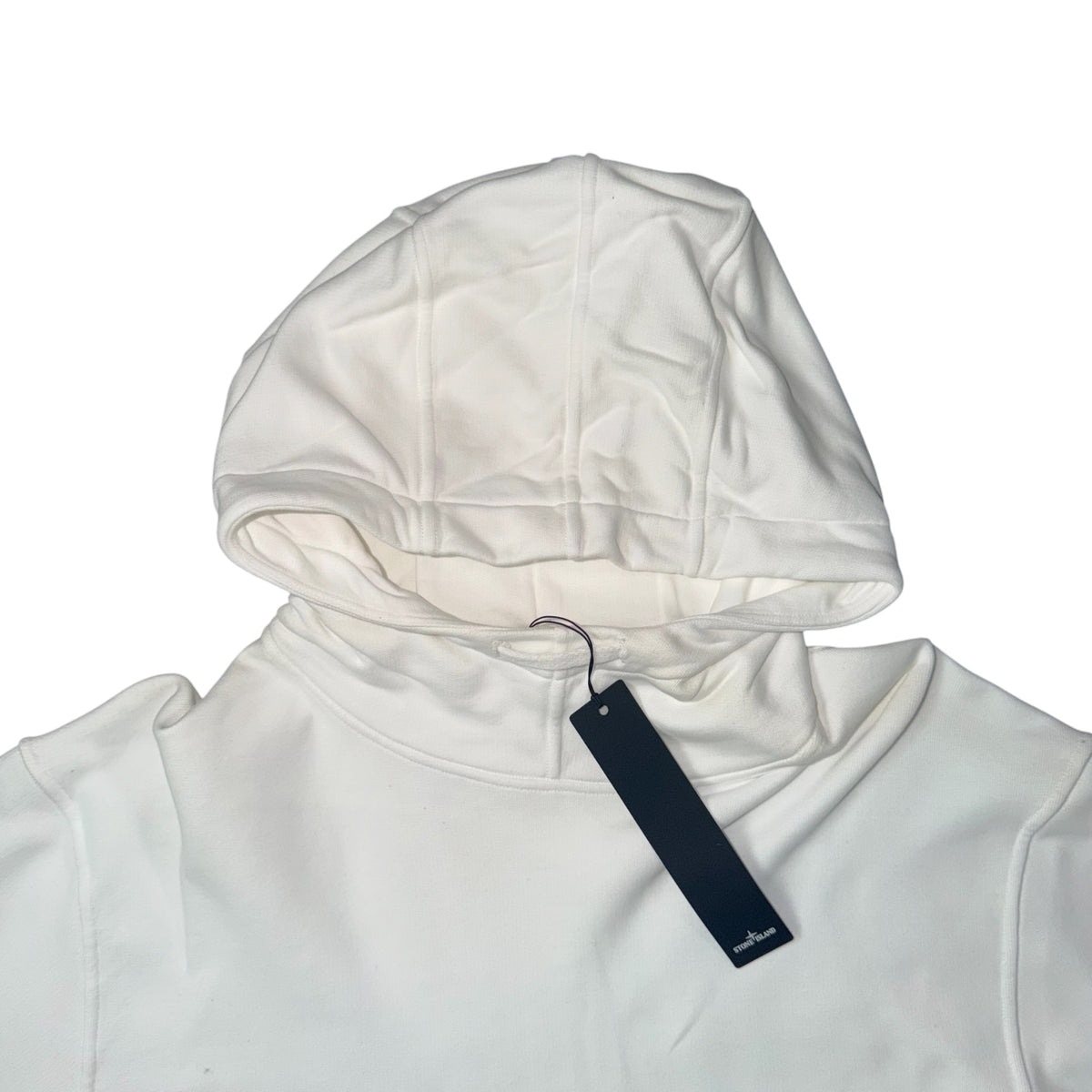 STONE ISLAND CENTRE LOGO PULLOVER HOODIE WHITE