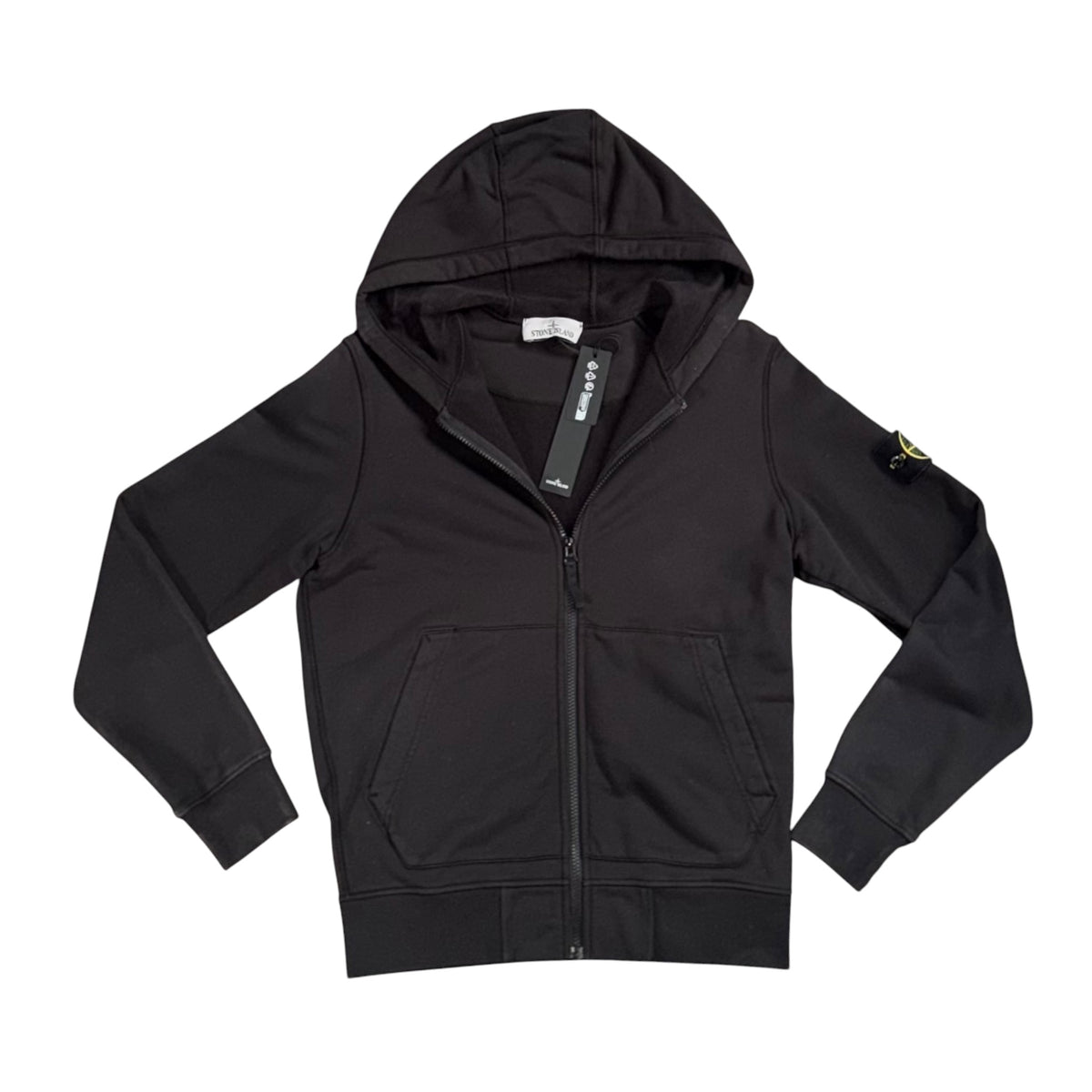 STONE ISLAND FULL ZIP HOODIE BLACK