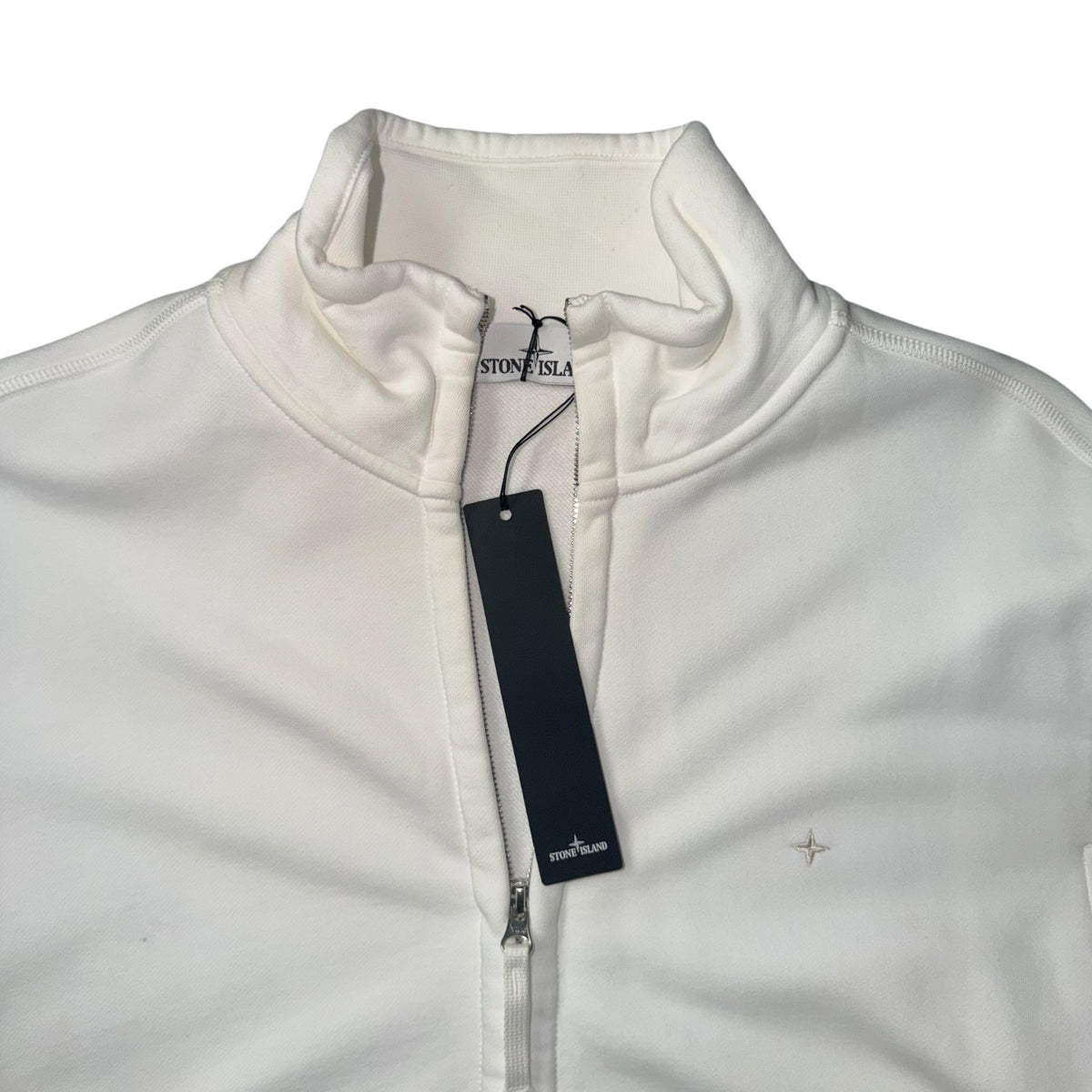 STONE ISLAND FULL ZIP SWEATSHIRT WHITE