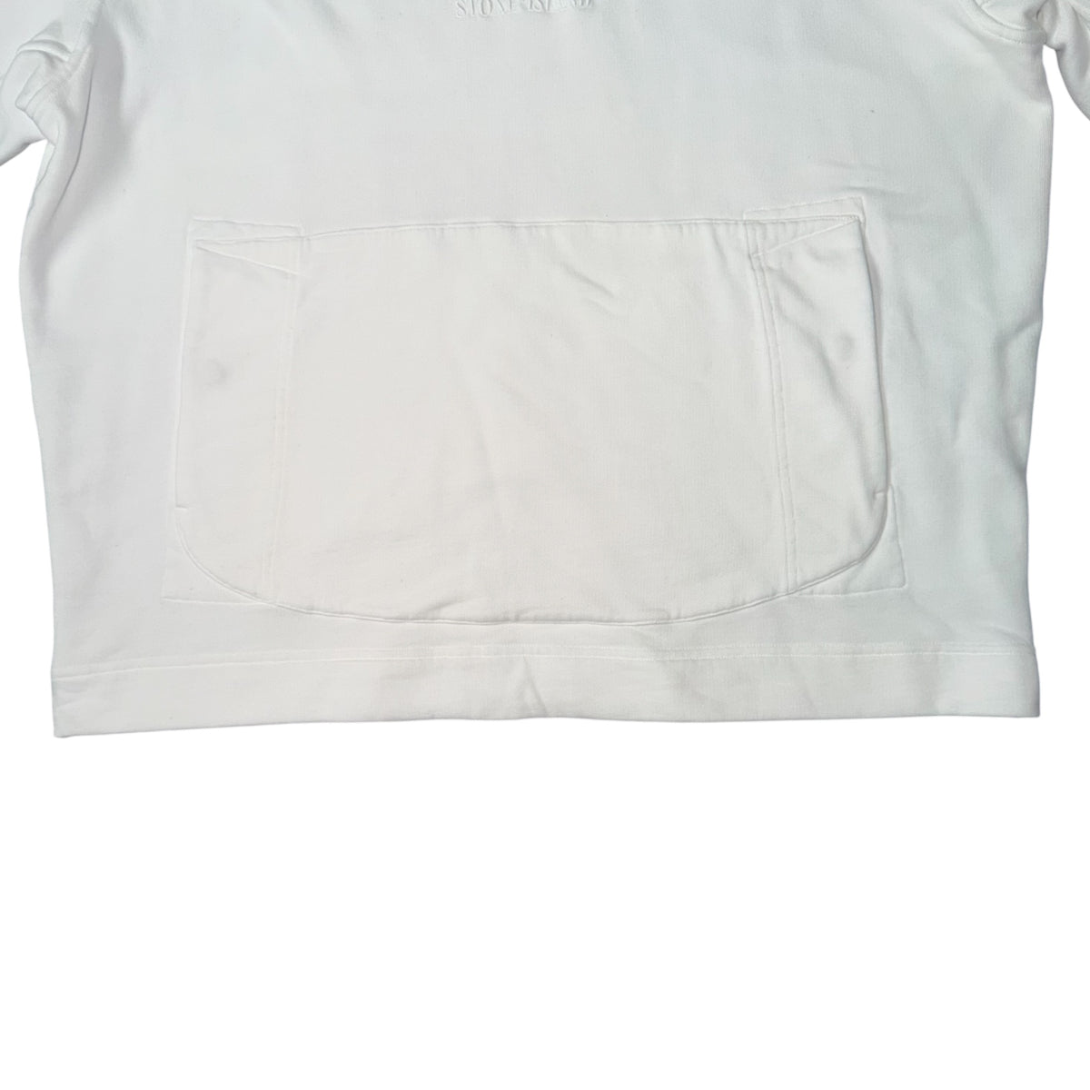 STONE ISLAND CENTRE LOGO PULLOVER HOODIE WHITE
