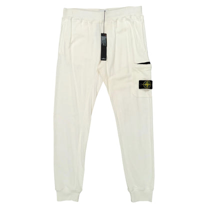 STONE ISLAND ORGANIC FLEECE SLIM FIT JOGGERS OFF WHITE