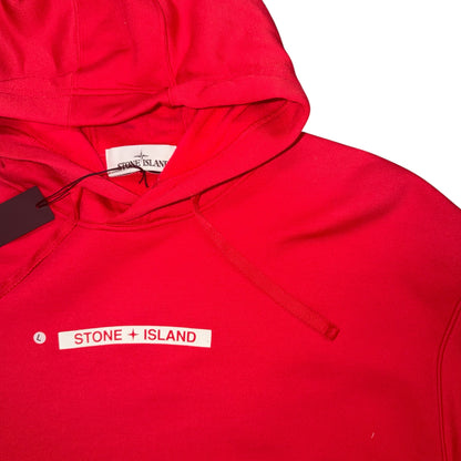 STONE ISLAND SPELLOUT BOX LOGO HOODIE RED