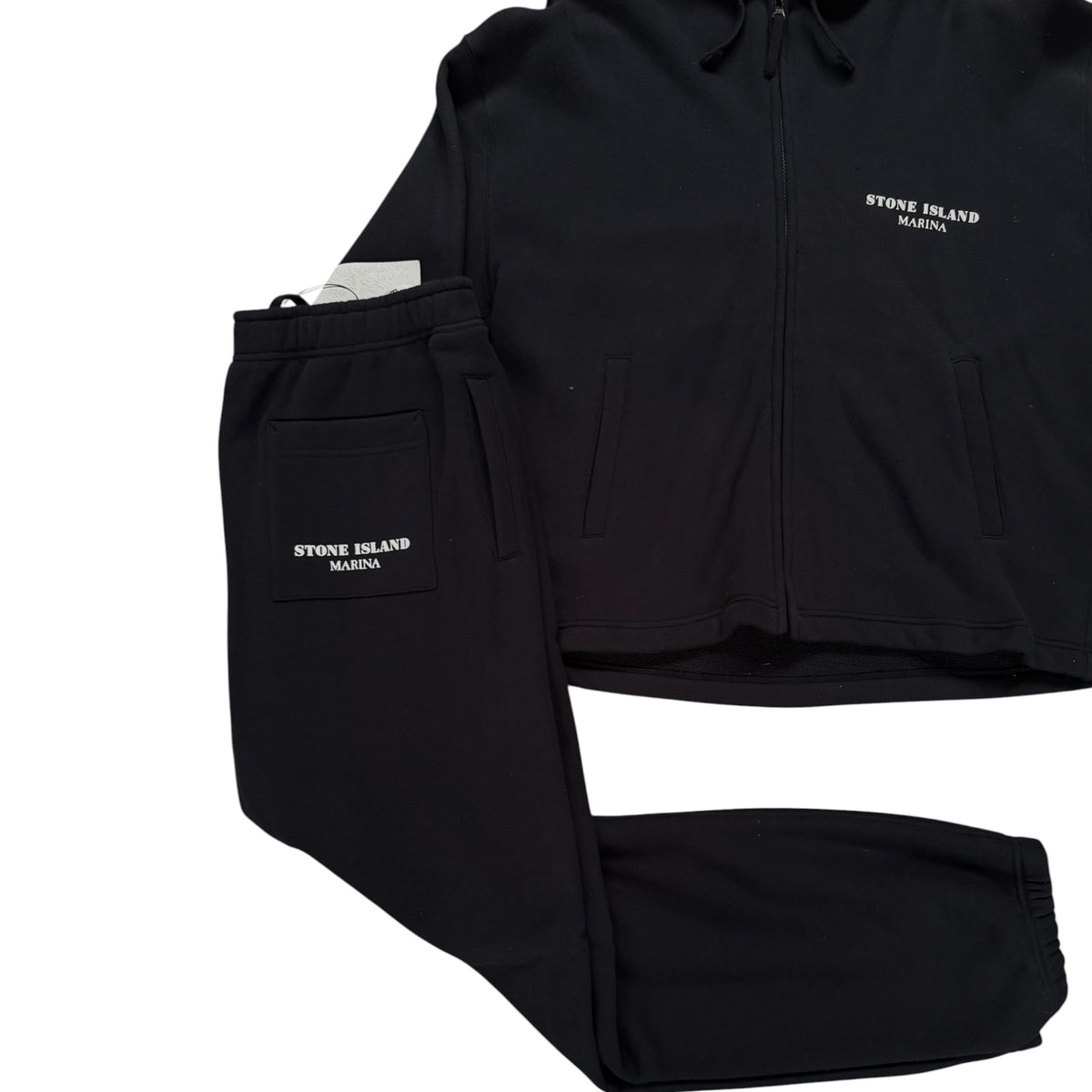 STONE ISLAND MARINA COTTON FLEECE TRACKSUIT BLACK