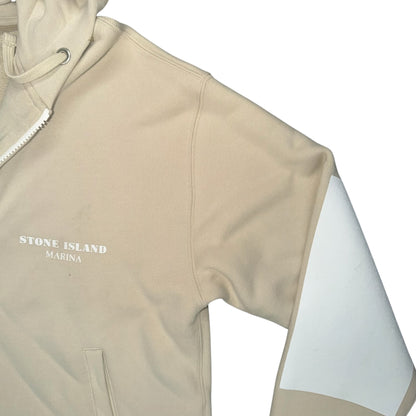 STONE ISLAND MARINA COTTON FLEECE FULL ZIP HOODIE BEIGE