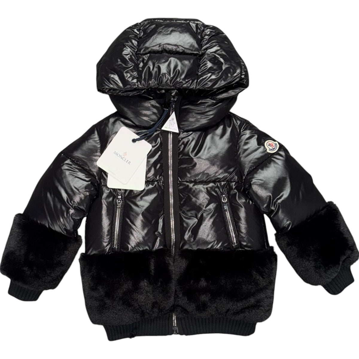 MONCLER LOGODEC KIDS PUFFER JACKET BLACK