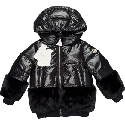 MONCLER LOGODEC KIDS PUFFER JACKET BLACK