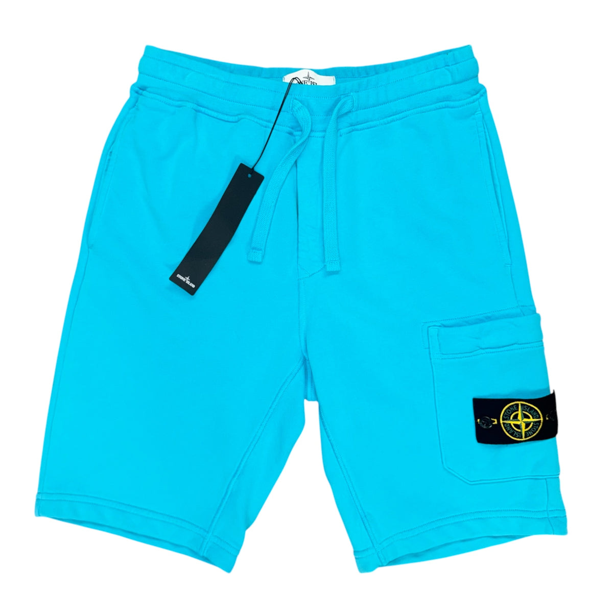STONE ISLAND ORGANIC COTTON FLEECE CARGO SHORTS BLUE