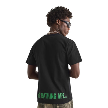 A BATHING STA FACE GRAPHIC T-SHIRT BLACK / GREEN