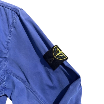 STONE ISLAND COTTON FULL ZIP JACKET LOGO PATCH BLUE