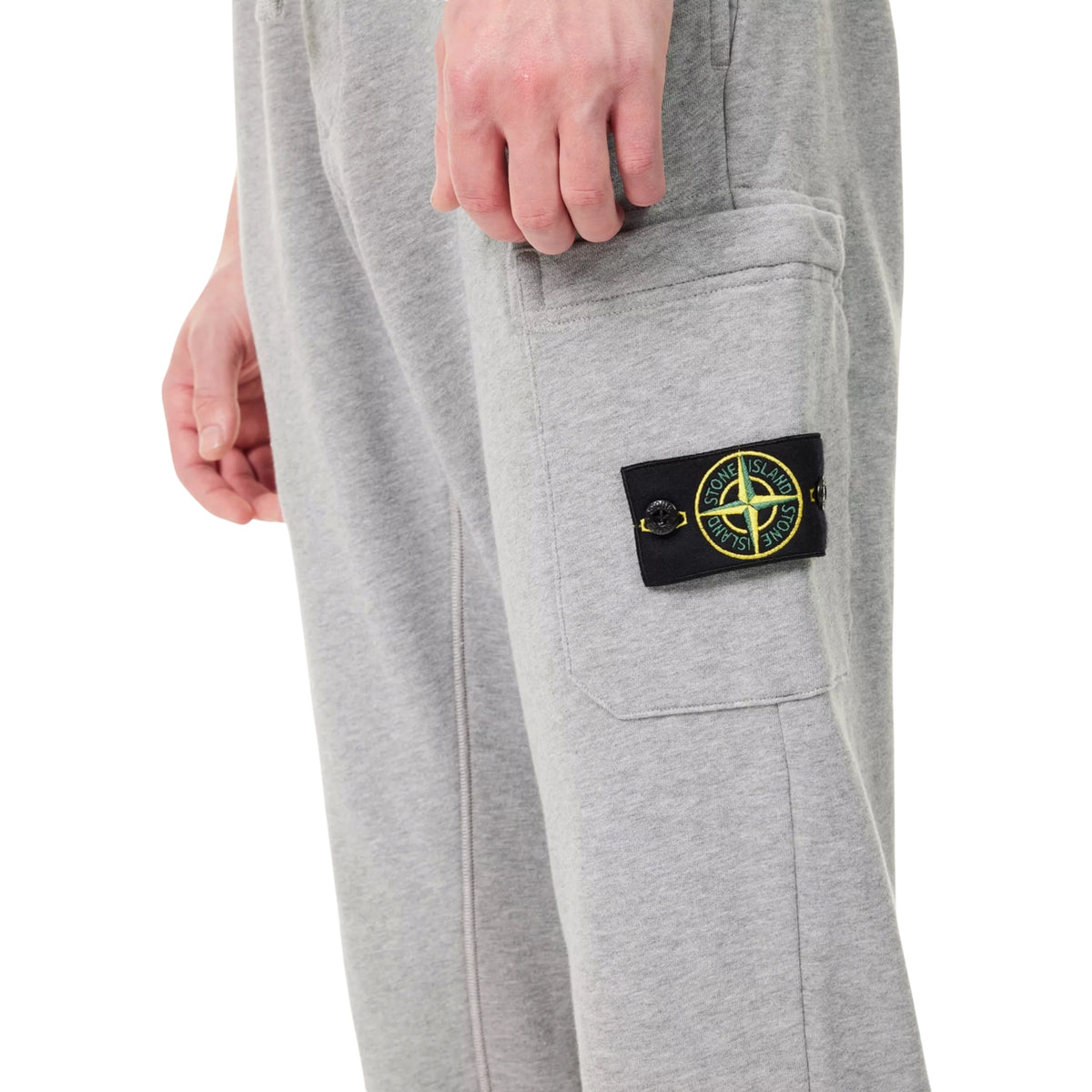 STONE ISLAND ORGANIC COTTON FLEECE CARGO JOGGERS GREY