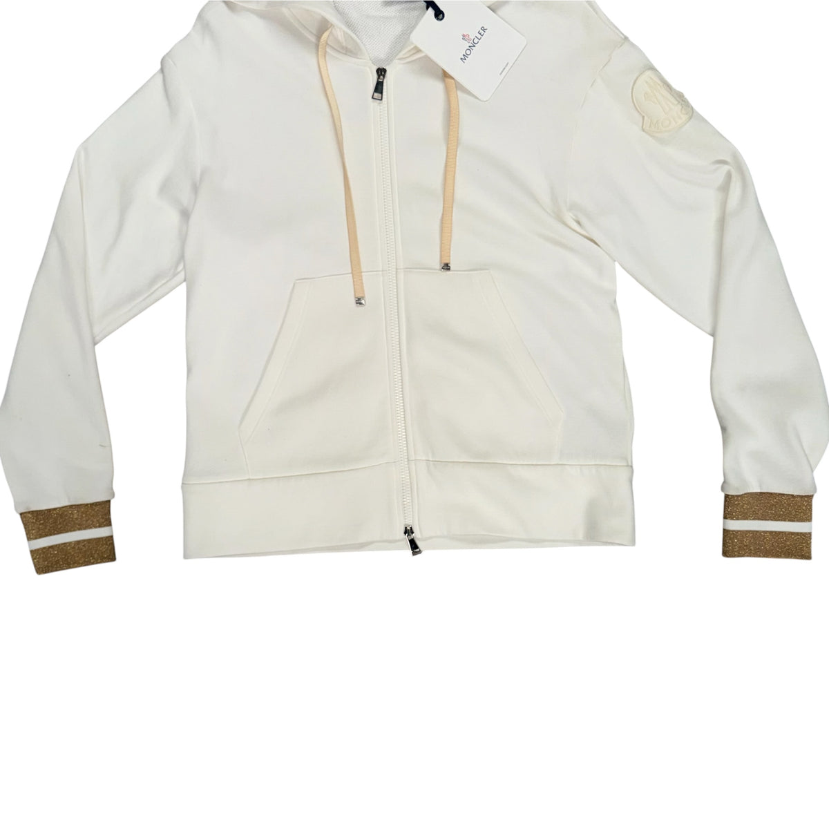 MONCLER MAGLIA HOODED CARDIGAN FULL ZIP WHITE