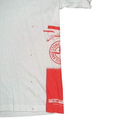 STONE ISLAND BRAND MULTI LOGO PRINTED TEE WHITE