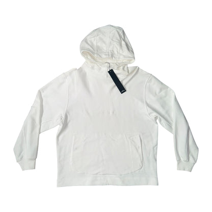 STONE ISLAND CENTRE LOGO PULLOVER HOODIE WHITE