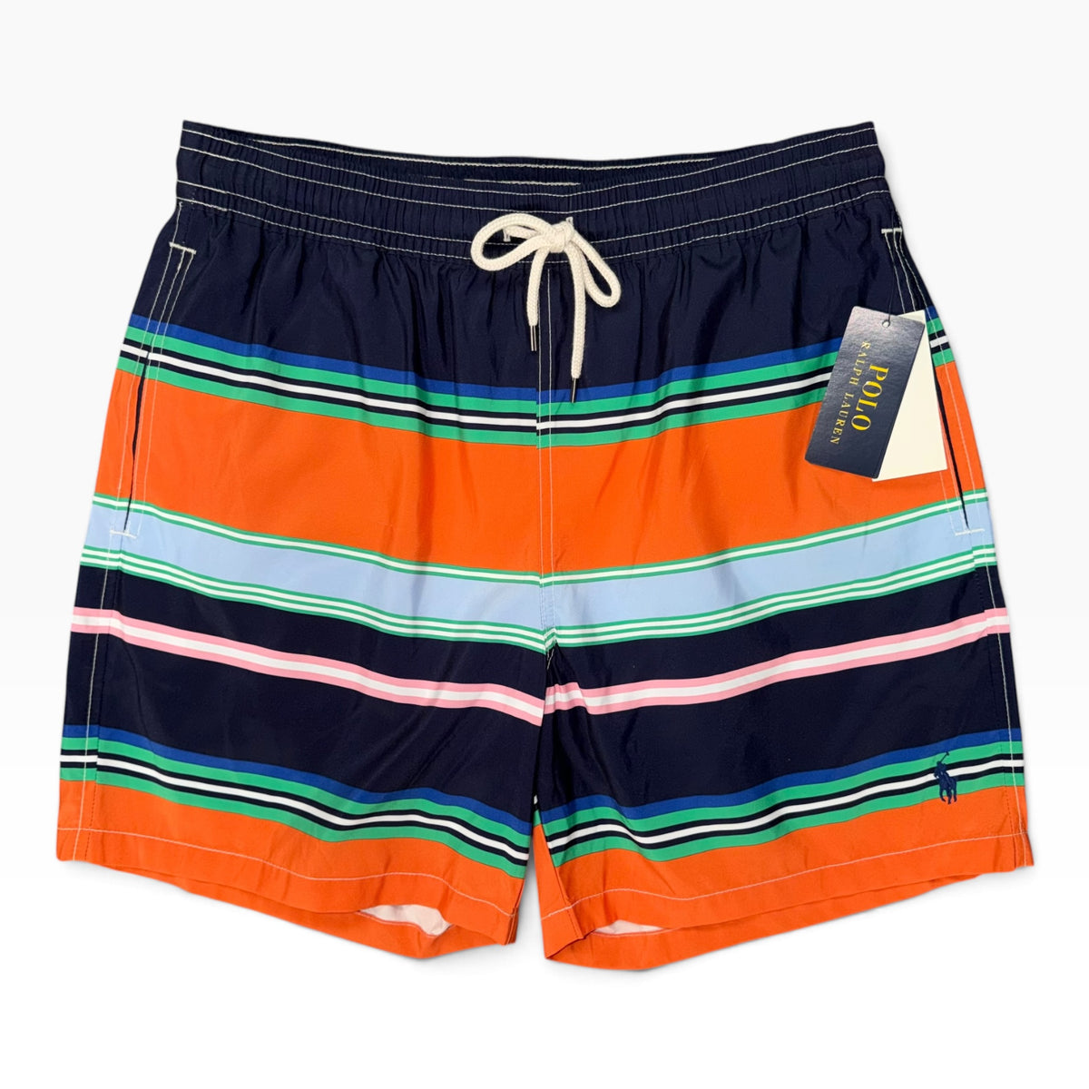 POLO RALPH LAUREN TRAVELER STRIPED SWIM SHORTS ORANGE