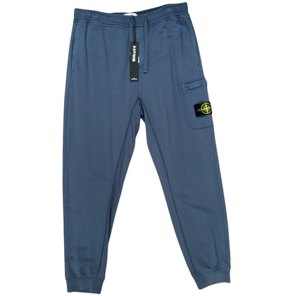 STONE ISLAND COTTON FLEECE CARGO BOTTOMS BLUE