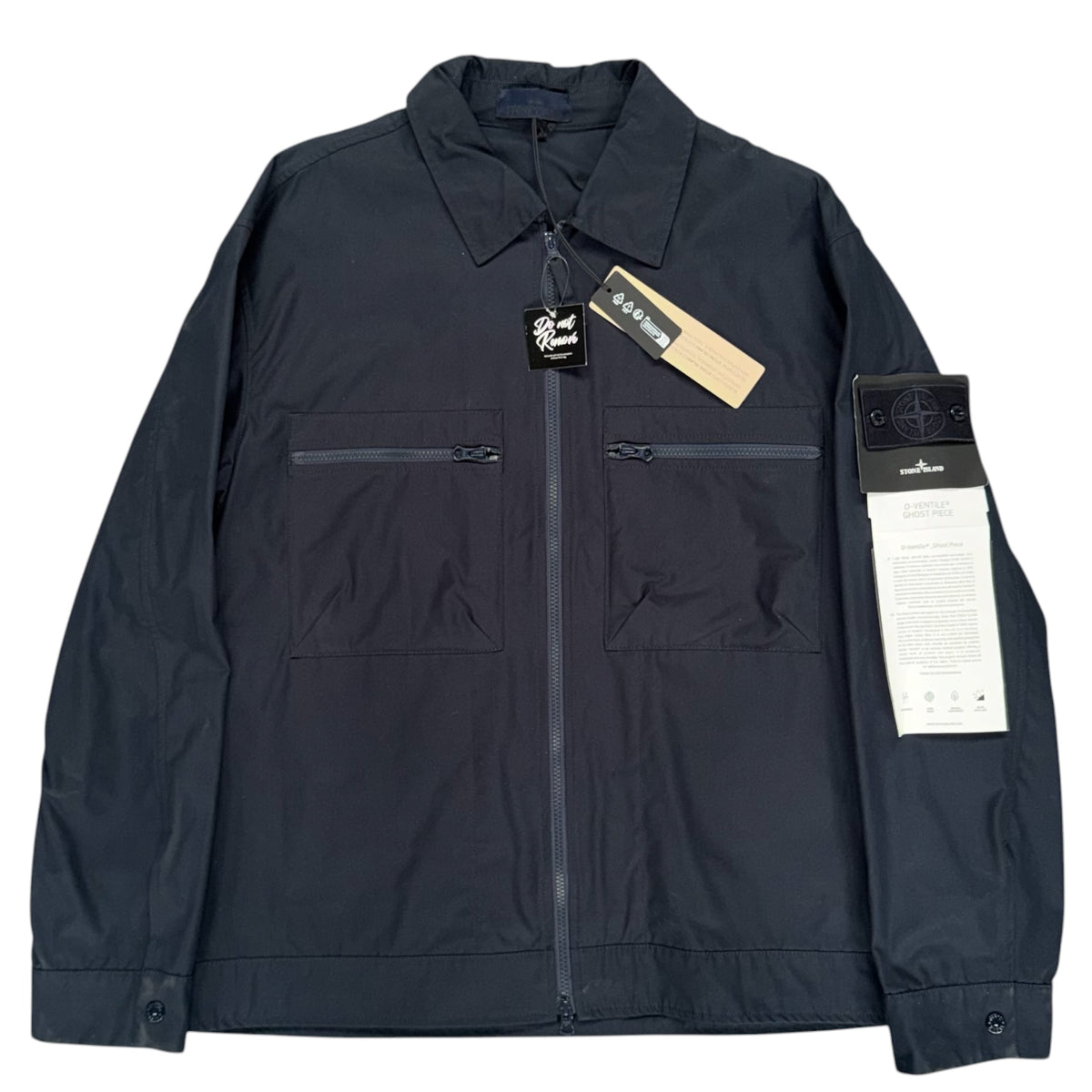 STONE ISLAND O-VENTILE GHOST PEICE OVERSHIRT NAVY